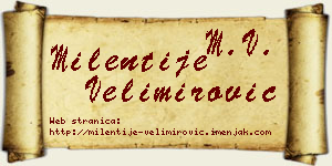 Milentije Velimirović vizit kartica